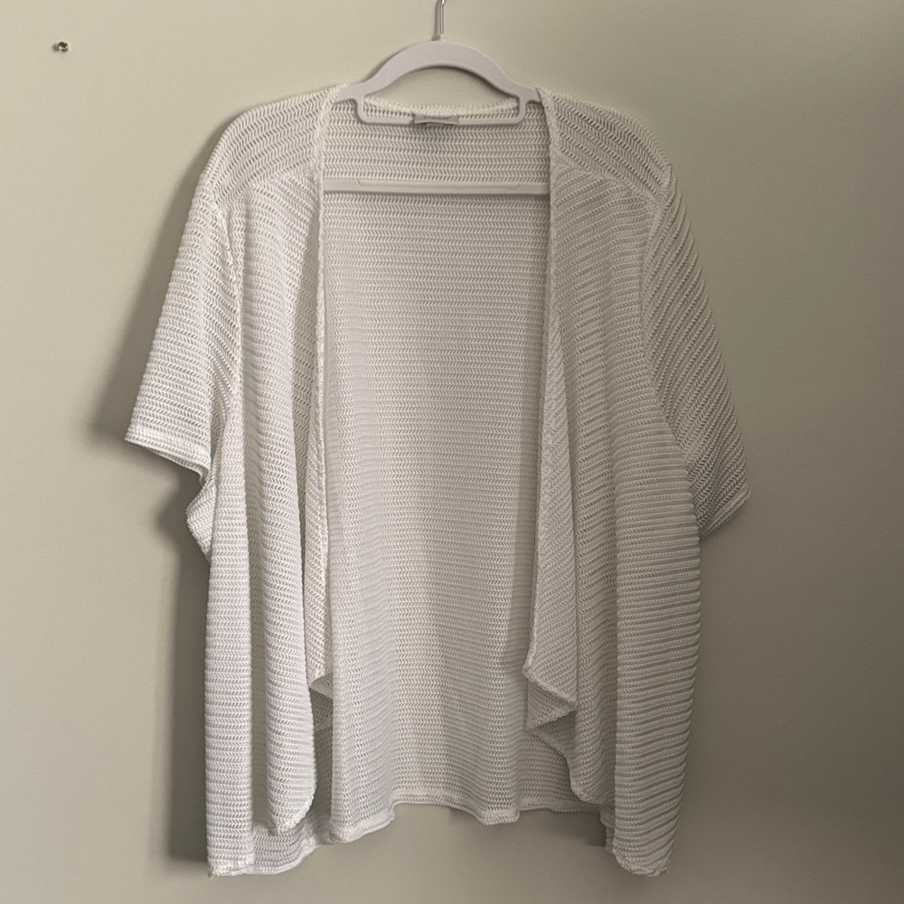 Avenue White Open-Front Knit Cardigan